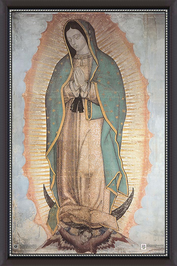 Our Lady of Guadalupe — 24"x36" Beaded Mahogany Frame